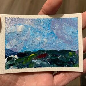 ACEO original painting Acrylic Abstract Miniature Landscape Art